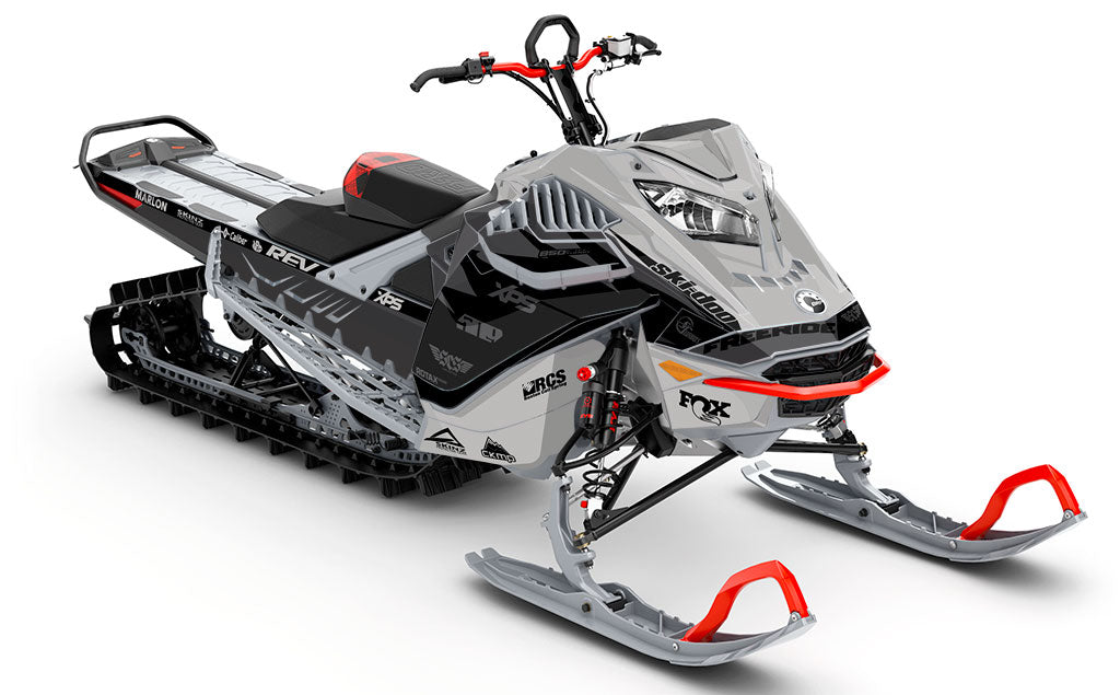 Jay Mentaberry Descent Grey DrkGrey Ski-Doo REV Gen4 LWH - Freeride Partial Coverage Sled Wrap