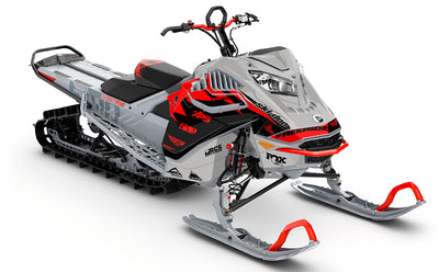 Jay Mentaberry Descent Grey Red Ski-Doo REV Gen4 LWH - Freeride Less Coverage Sled Wrap