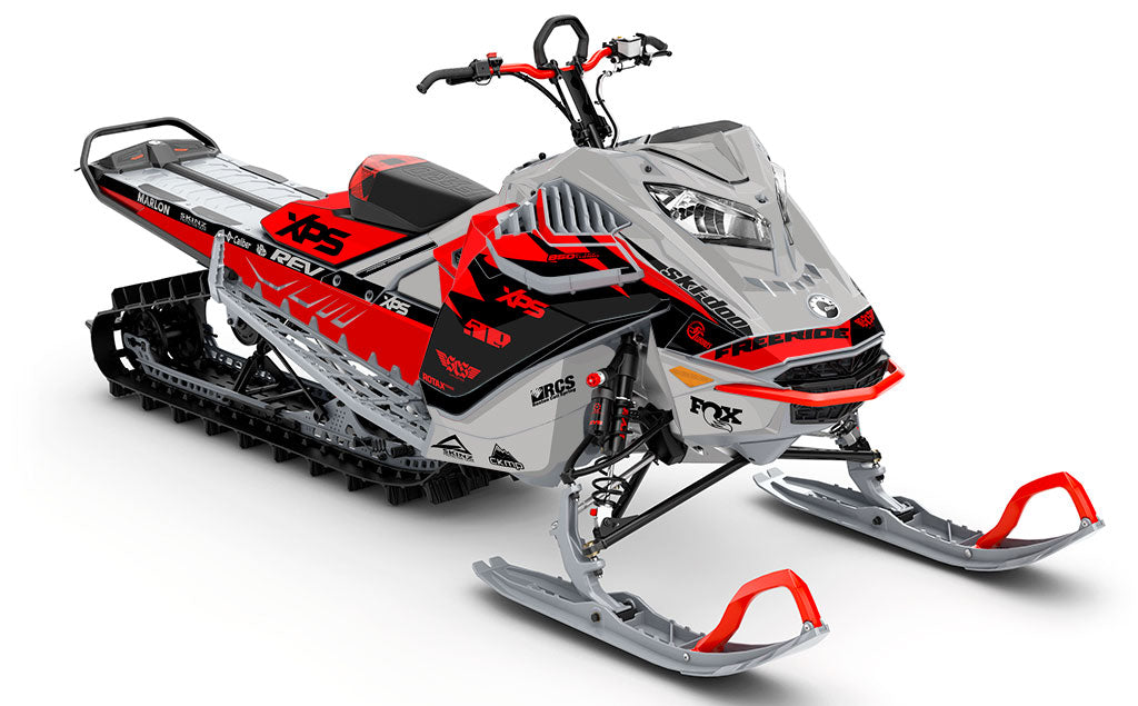 Jay Mentaberry Descent Grey Red Ski-Doo REV Gen4 LWH - Freeride Full Coverage Sled Wrap