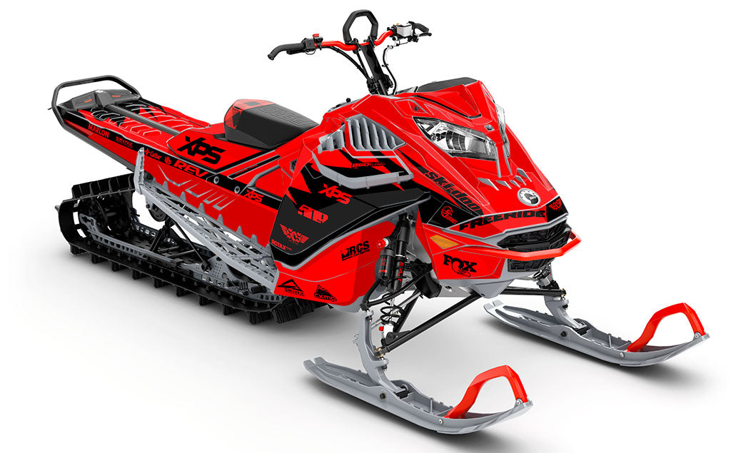 Jay Mentaberry Descent Red Black Ski-Doo REV Gen4 LWH - Freeride Premium Coverage Sled Wrap