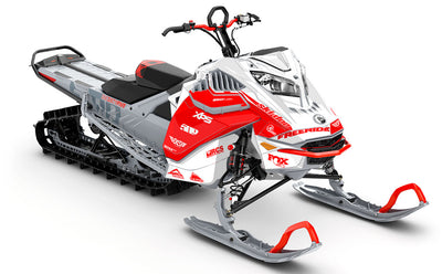 Jay Mentaberry Descent White Red Ski-Doo REV Gen4 LWH - Freeride Less Coverage Sled Wrap