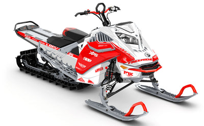Jay Mentaberry Descent White Red Ski-Doo REV Gen4 LWH - Freeride Partial Coverage Sled Wrap