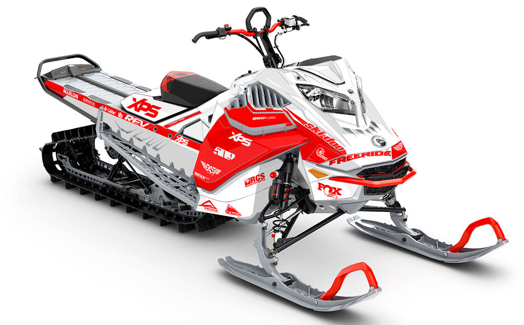 Jay Mentaberry Descent White Red Ski-Doo REV Gen4 LWH - Freeride Full Coverage Sled Wrap
