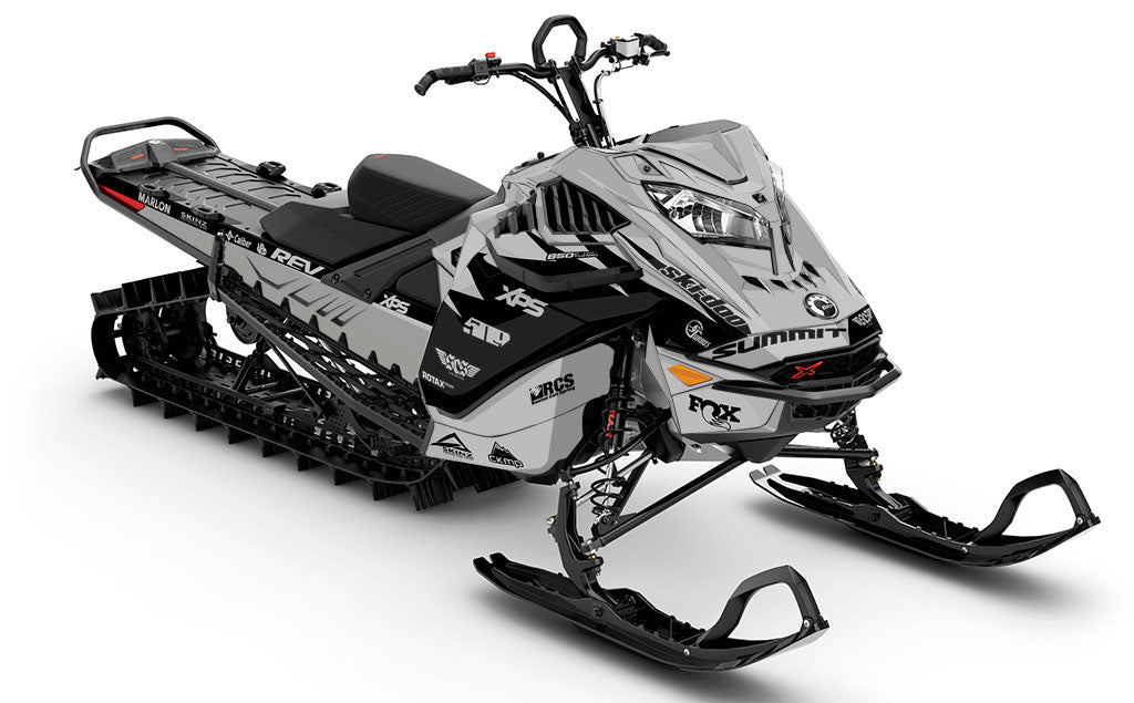 Jay Mentaberry Descent Grey Black Ski-Doo REV Gen4 LWH - Summit Partial Coverage Sled Wrap