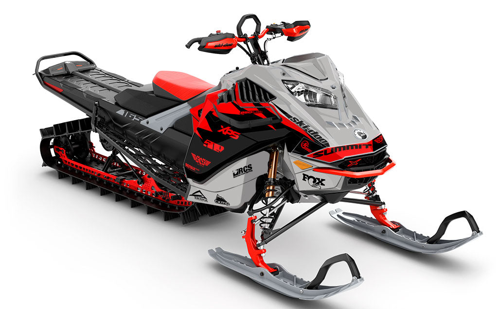 Jay Mentaberry Descent Grey Red Ski-Doo REV Gen4 LWH - Summit Less Coverage Sled Wrap