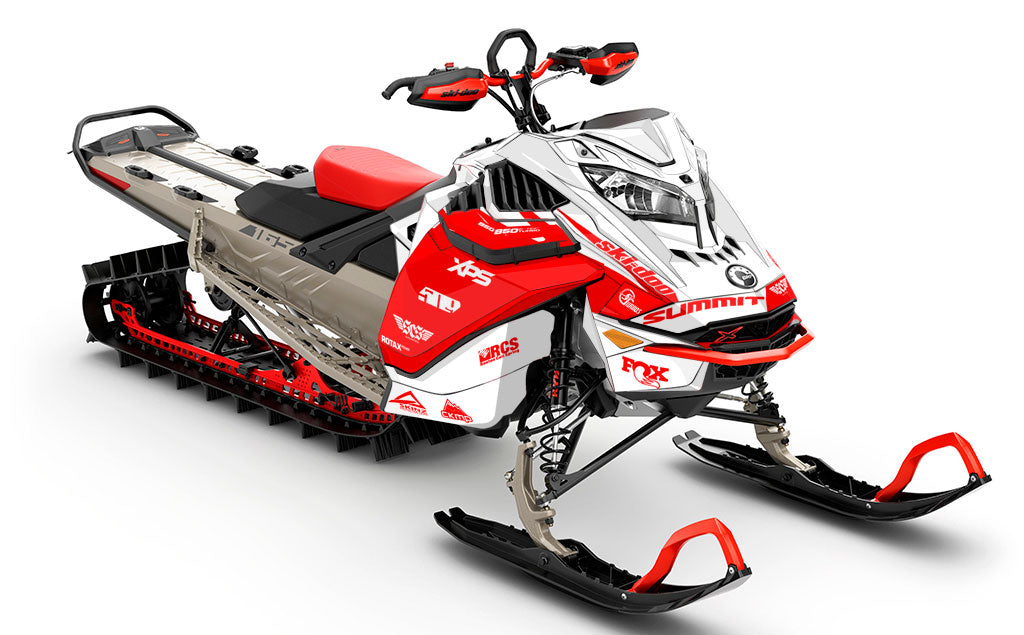 Jay Mentaberry Descent White Red Ski-Doo REV Gen4 LWH - Summit Less Coverage Sled Wrap
