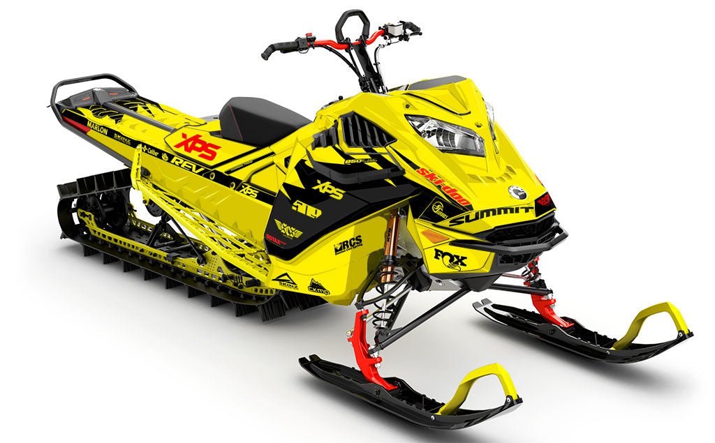 Jay Mentaberry Descent Yellow Black Ski-Doo REV Gen4 LWH - Summit Premium Coverage Sled Wrap