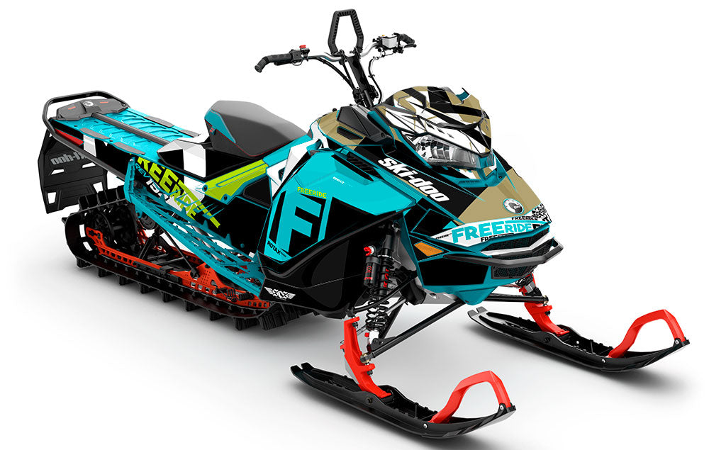 jdub Teal Gold Ski-Doo REV Gen4 Freeride Partial Coverage Sled Wrap