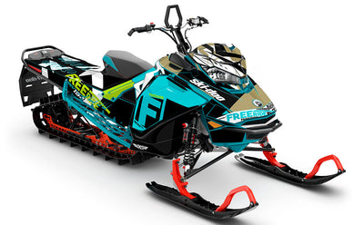 jdub Teal Gold Ski-Doo REV Gen4 Freeride Less Coverage Sled Wrap