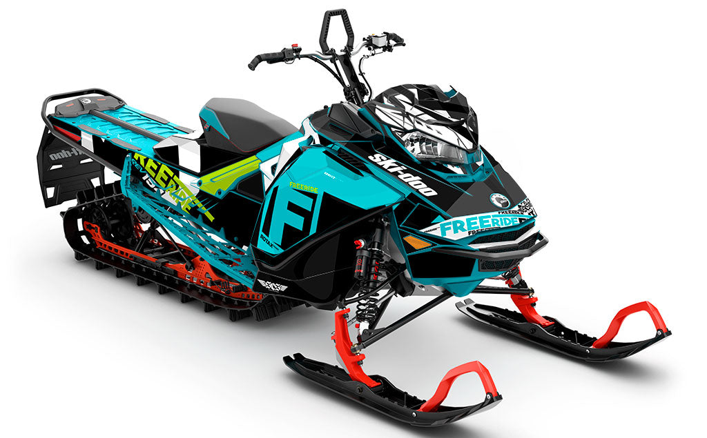 jdub Teal Grey Ski-Doo REV Gen4 Freeride Partial Coverage Sled Wrap