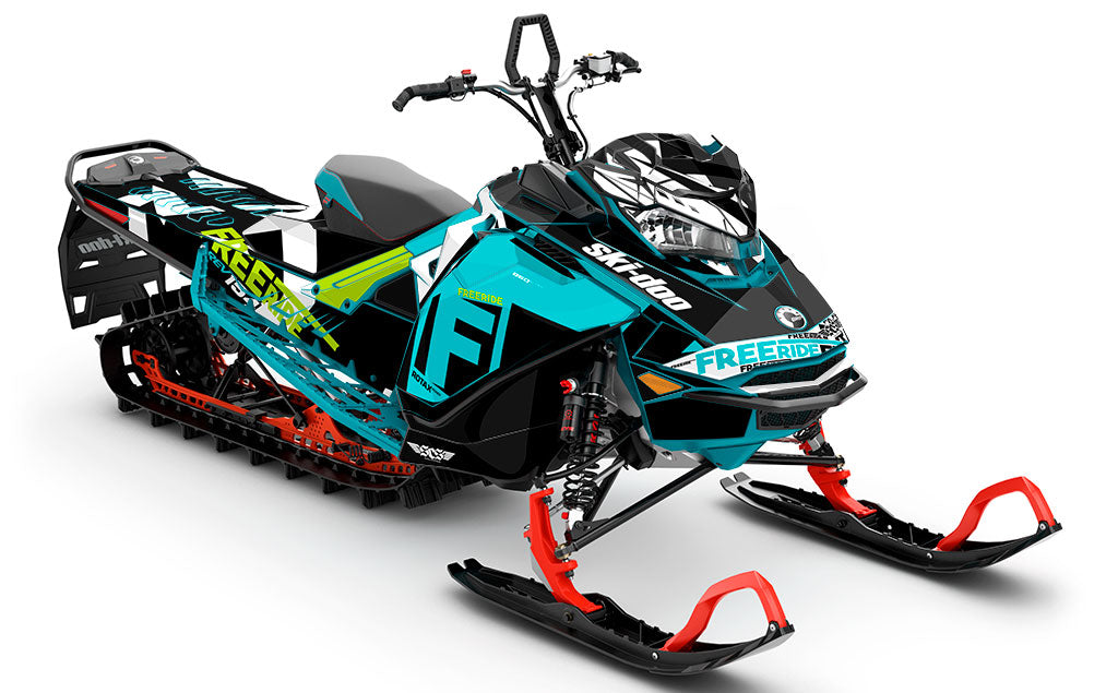 jdub Teal Grey Ski-Doo REV Gen4 Freeride Less Coverage Sled Wrap