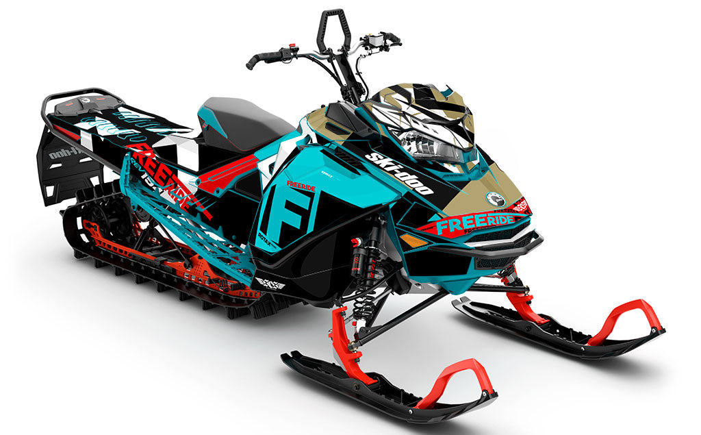 jdub Teal Red Ski-Doo REV Gen4 Freeride Less Coverage Sled Wrap