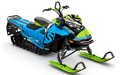 jdub Blue Green Ski-Doo REV Gen4 Summit Premium Coverage Sled Wrap