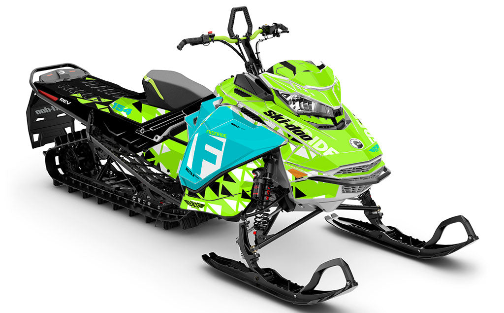 Jetty Green Red Ski-Doo REV Gen4 Freeride Premium Coverage Sled Wrap