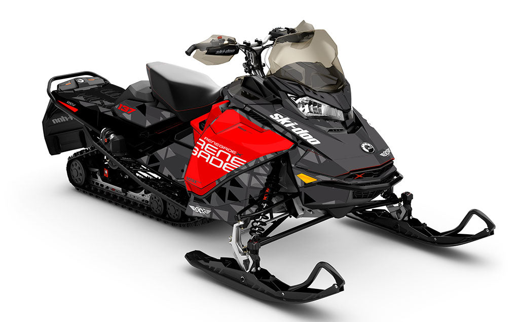 Jetty Grey Red Ski-Doo REV Gen4 Renegade Less Coverage Sled Wrap