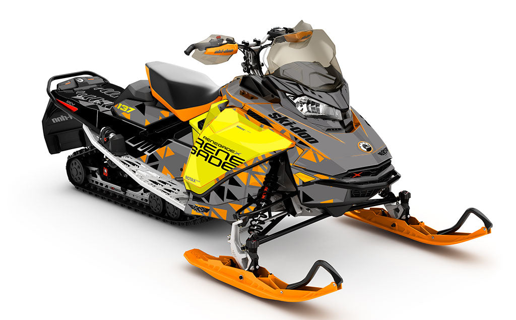 Jetty Grey yellow Ski-Doo REV Gen4 Renegade Less Coverage Sled Wrap