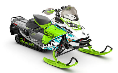 Jetty White Green Ski-Doo REV Gen4 Renegade Prem Coverage Sled Wrap