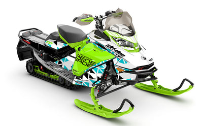 Jetty White Green Ski-Doo REV Gen4 Renegade Partial Coverage Sled Wrap