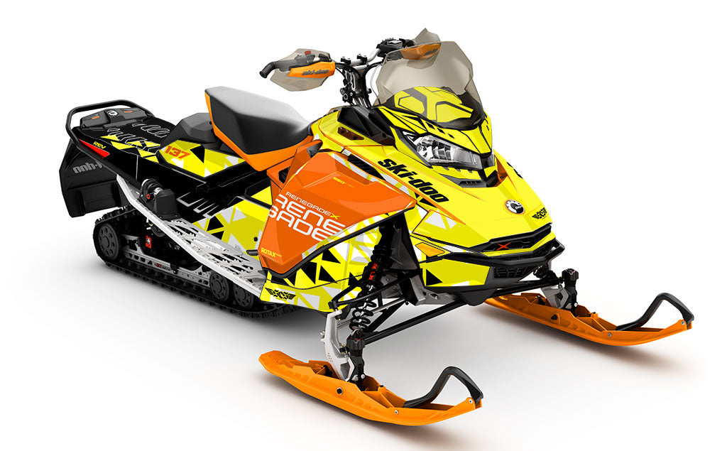 Jetty Yellow Orange Ski-Doo REV Gen4 Renegade Less Coverage Sled Wrap