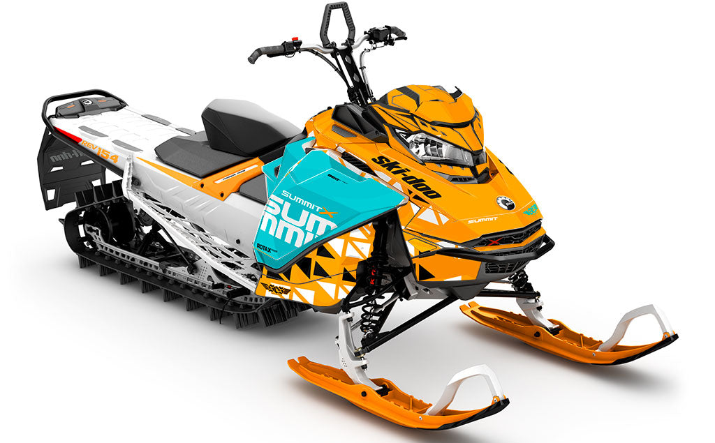 Jetty Teal Orange Ski-Doo REV Gen4 Summit Premium Coverage Sled Wrap