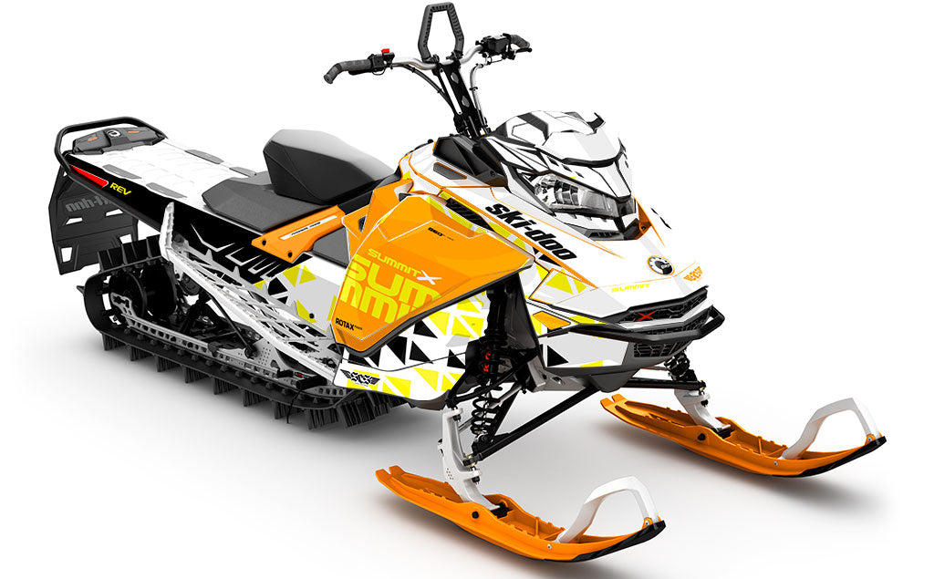 Jetty White Orange Ski-Doo REV Gen4 Summit Partial Coverage Sled Wrap