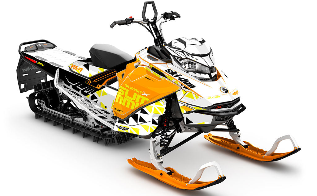 Jetty White Orange Ski-Doo REV Gen4 Summit Full Coverage Sled Wrap