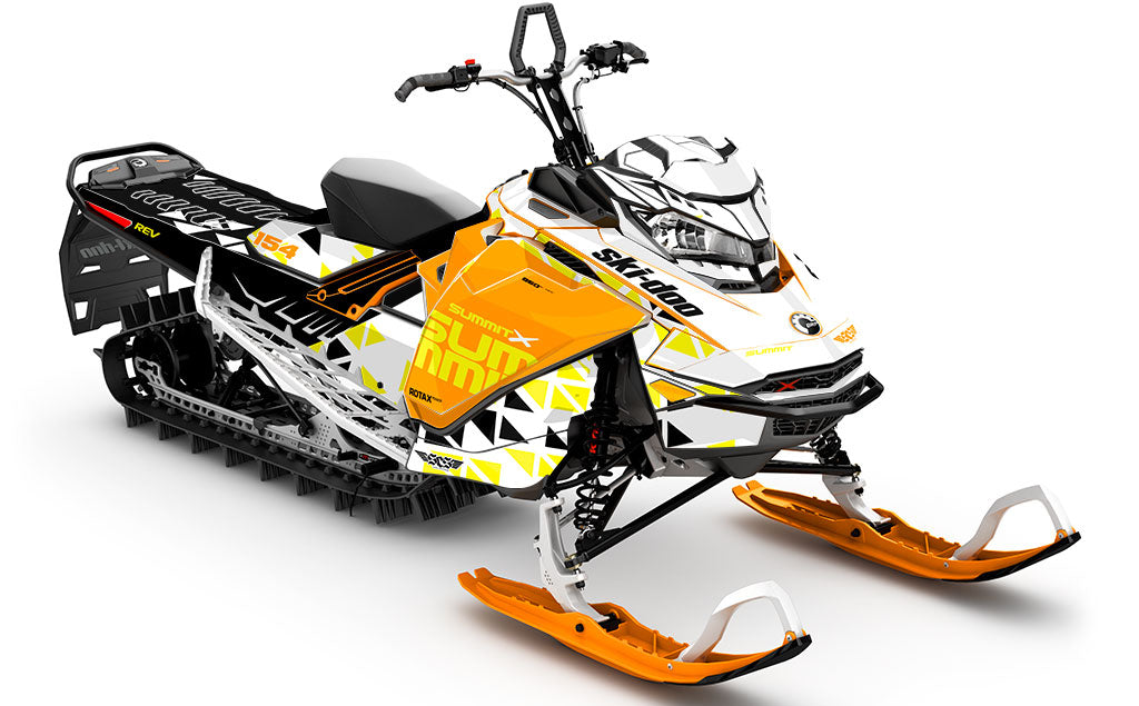 Jetty White Orange Ski-Doo REV Gen4 Summit Premium Coverage Sled Wrap
