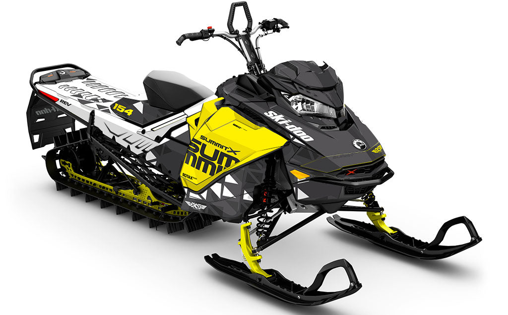 Jetty White Yellow Ski-Doo REV Gen4 Summit Less Coverage Sled Wrap