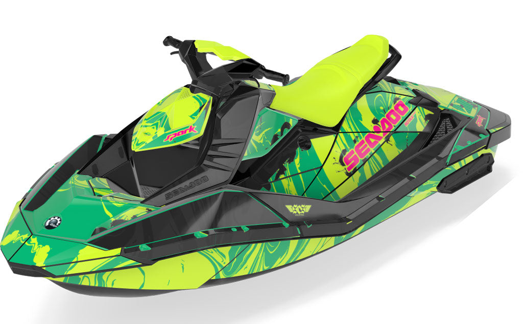 Juice Sea-Doo Spark Graphics Manta Green Partial Coverage