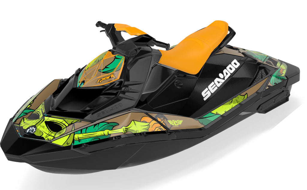 Kahuna Sea-Doo Spark Graphics Orange Brown Premium Coverage