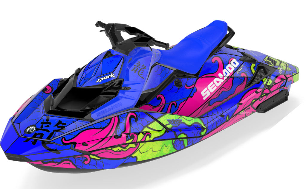 Kanji Sea-Doo Spark Graphics Blue Pink Partial Coverage