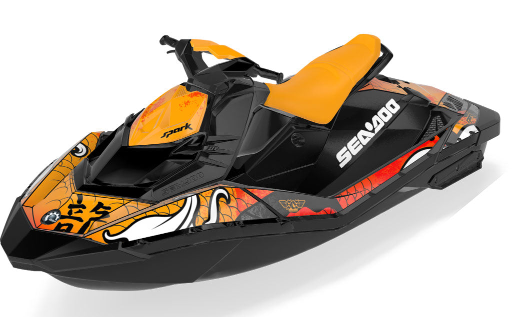 Kanji Sea-Doo Spark Graphics Orange Grey Partial Coverage