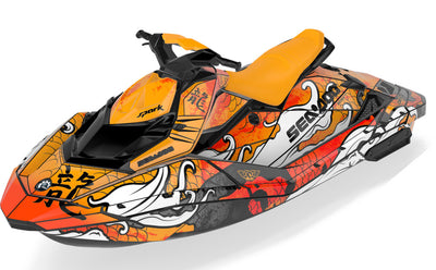 Kanji Sea-Doo Spark Graphics Orange Grey Premium Coverage