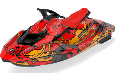 Kanji Sea-Doo Spark Graphics Red Orange Partial Coverage