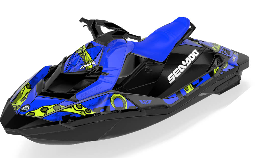 Kraken Sea-Doo Spark Graphics Manta Blue Partial Coverage