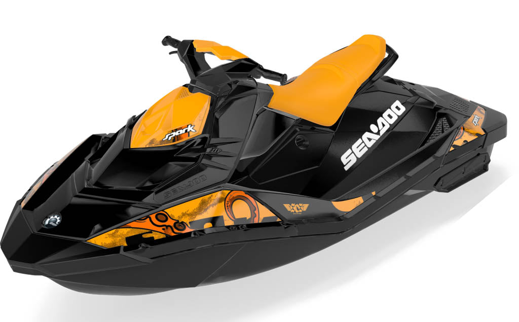 Kraken Sea-Doo Spark Graphics Orange Black Less Coverage