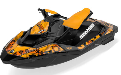 Kraken Sea-Doo Spark Graphics Orange Black Partial Coverage