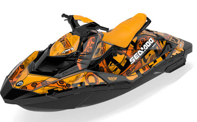 Kraken Sea-Doo Spark Graphics Orange Black Full Coverage