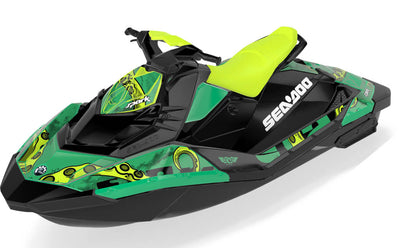 Kraken Sea-Doo Spark Graphics Green Manta Partial Coverage