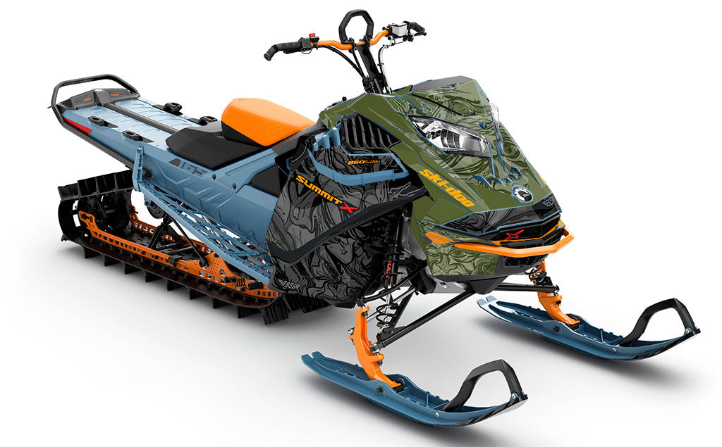 Mr Sinister Army Orange Ski-Doo REV Gen4 LWH - Summit Less Coverage Sled Wrap