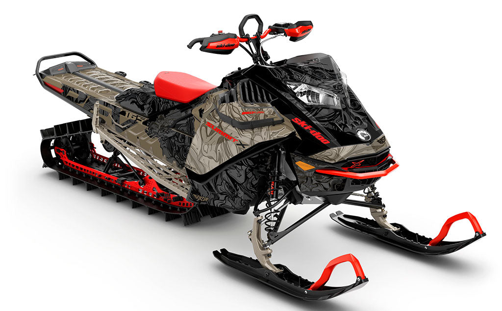 Mr Sinister Black Red Ski-Doo REV Gen4 LWH - Summit Premium Coverage Sled Wrap