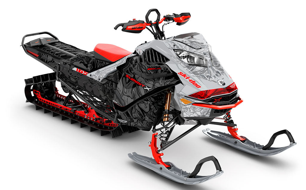 Mr Sinister CatGrey Red Ski-Doo REV Gen4 LWH - Summit Premium Coverage Sled Wrap