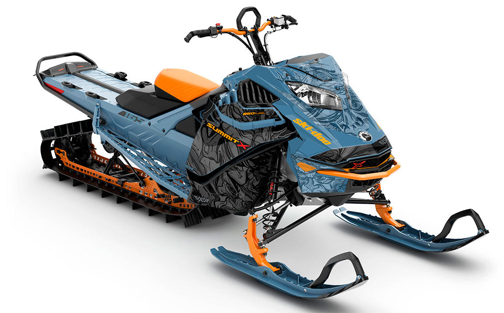 Mr Sinister Scandiblue Orange Ski-Doo REV Gen4 LWH - Summit Less Coverage Sled Wrap