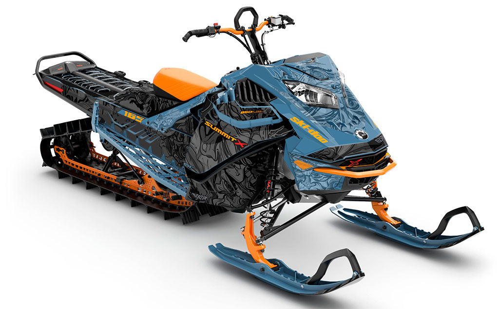 Mr Sinister Scandiblue Orange Ski-Doo REV Gen4 LWH - Summit Premium Coverage Sled Wrap
