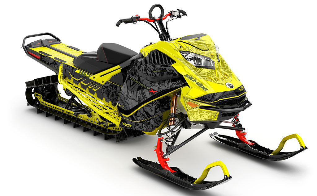 Mr Sinister Yellow Army Ski-Doo REV Gen4 LWH - Summit Partial Coverage Sled Wrap