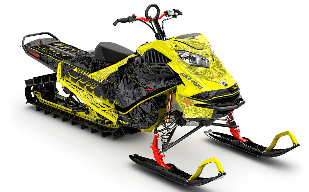 Mr Sinister Yellow Army Ski-Doo REV Gen4 LWH - Summit Premium Coverage Sled Wrap