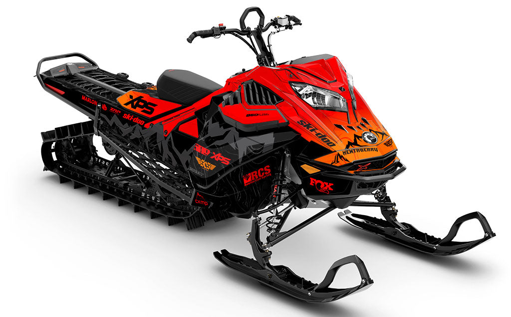 Mentaberry Process Black Red Ski-Doo REV Gen4 LWH - Summit Premium Coverage Sled Wrap