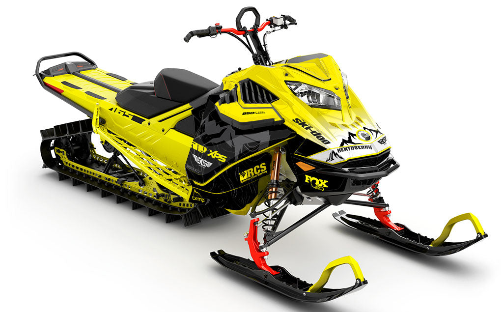 Mentaberry Process Black Yellow Ski-Doo REV Gen4 LWH - Summit Less Coverage Sled Wrap