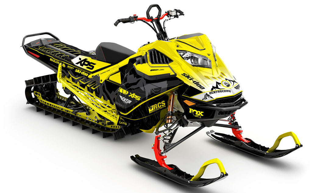 Mentaberry Process Black Yellow Ski-Doo REV Gen4 LWH - Summit Premium Coverage Sled Wrap