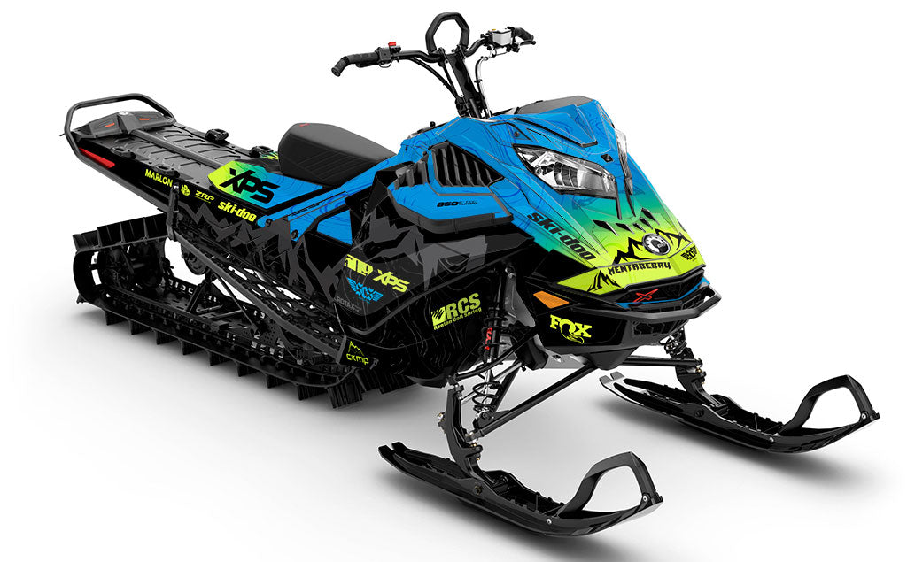 Mentaberry Process Blue Green Ski-Doo REV Gen4 LWH - Summit Full Coverage Sled Wrap